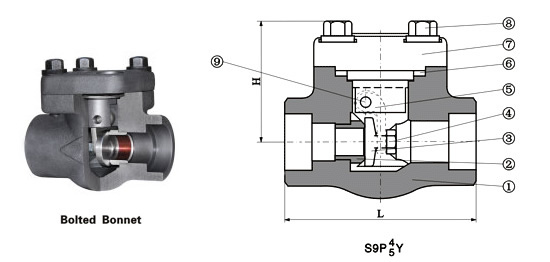 Class 800~1500 Forged Steel Bolt Type Swing Check Valve 